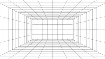 Empty futuristic digital box room white background with black grid space line color surface. Network cyber technology. banner, cover, terrain, sci-fi, wireframe, and related to background. vector