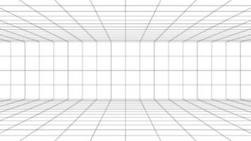 Futuristic digital room white background with black grid space line color surface. Network cyber technology. banner, cover, terrain, sci-fi, wireframe, and related to background. vector