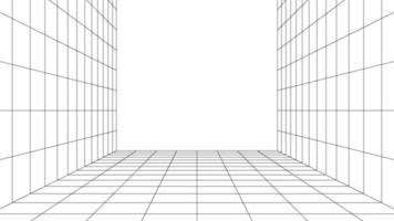 Digital square space white color background with black grid space line color surfaces. Cyber, technology, banners, covers, terrain, sci-fi, frames, and related background. vector
