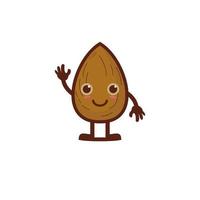 Cute smiling funny almond character. Vector kawaii cartoon character illustration icon. Isolated on white background