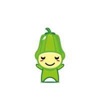 Cute smiling funny chayote vegetable. Vector cartoon kawaii character illustration. Isolated on white background