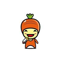 Cute smiling funny carrot vegetable character. Vector flat style cartoon kawaii character design. Isolated on white background