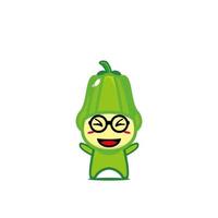 Cute smiling funny chayote vegetable. Vector cartoon kawaii character illustration. Isolated on white background