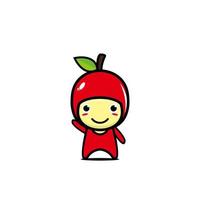 Cute smiling funny apple character. Vector flat style cartoon kawaii character illustration design. Isolated on white background