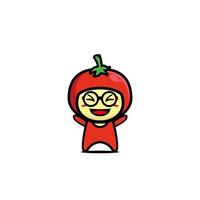 lindo personaje de dibujos animados de tomate. estilo plano simple del diseño de la ilustración del personaje de dibujos animados. ilustración sobre fondo blanco vector