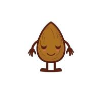 Cute smiling funny almond character. Vector kawaii cartoon character illustration icon. Isolated on white background