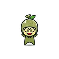 lindo personaje de dibujos animados de fruta de melón. diseño de ilustración de personaje de dibujos animados de estilo plano simple. aislado sobre fondo blanco vector