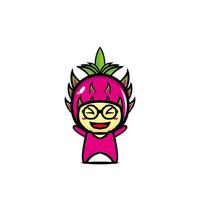 Cute dragon fruit cartoon character. Cartoon character illustration design simple flat style. Illustration on white background vector