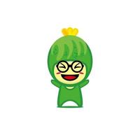 Cute smiling funny cucumber character. Vector kawaii vegetable character cartoon illustration. Isolated on white background
