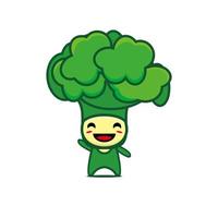 Cute funny character broccoli vegetable. Vector cartoon kawaii character illustration design. Isolated on white background