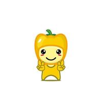 Cute funny cartoon yellow bell paprika character. Vector cartoon kawaii character illustration design. Isolated on white background
