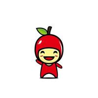 lindo personaje de manzana divertida sonriente. Diseño plano del ejemplo del carácter del kawaii de la historieta del estilo del vector. aislado sobre fondo blanco vector