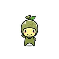 lindo personaje de dibujos animados de fruta de melón. diseño de ilustración de personaje de dibujos animados de estilo plano simple. aislado sobre fondo blanco vector