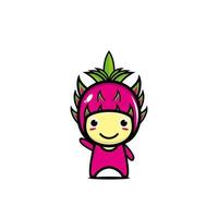 Cute dragon fruit cartoon character. Cartoon character illustration design simple flat style. Illustration on white background vector