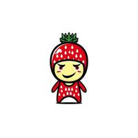 Cute strawberry cartoon character. Simple flat style cartoon character illustration design. Isolated on white background vector