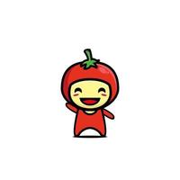 lindo personaje de dibujos animados de tomate. estilo plano simple del diseño de la ilustración del personaje de dibujos animados. ilustración sobre fondo blanco vector