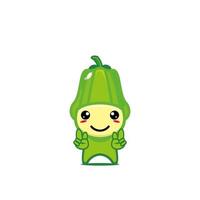 Cute smiling funny chayote vegetable. Vector cartoon kawaii character illustration. Isolated on white background