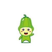 Cute smiling funny chayote vegetable. Vector cartoon kawaii character illustration. Isolated on white background