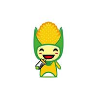 Cute funny corn vegetable character. Vector cartoon kawaii character illustration design. Isolated on white background