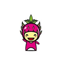 Cute dragon fruit cartoon character. Cartoon character illustration design simple flat style. Illustration on white background vector