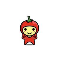 lindo personaje de dibujos animados de tomate. estilo plano simple del diseño de la ilustración del personaje de dibujos animados. ilustración sobre fondo blanco vector