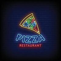 restaurante de pizza letreros de neón estilo texto vector