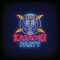 fiesta de karaoke letreros de neón estilo texto vector