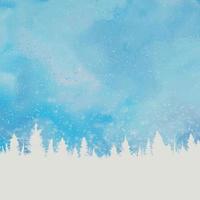 Background for a Merry Christmas greeting card with a pine tree copy space against a lovely night sky with snow. vector