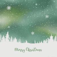 Background for a Merry Christmas greeting card with a pine tree copy space against a lovely night sky with snow. vector