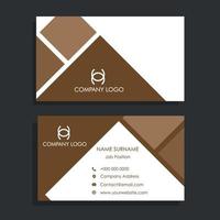 Business card with triangle shapes with white and brown colors vector