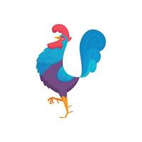gallo de dibujos animados granja de pollos pájaros machos con plumas de colores vector