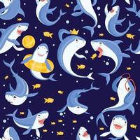 patrón de tiburón mar océano pescado azul susto animal acuario vida gran boca abierta dibujos animados ataque tiburón imagen perfecta