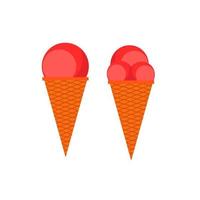 conjunto de vectores de cono de helado. conjunto de imágenes prediseñadas de helado simple.