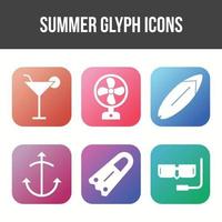 Unique Summer Glyph Vector Icon Set