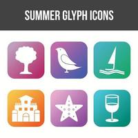 Unique Summer Glyph Vector Icon Set