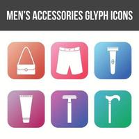 conjunto de iconos de vector de accesorios para hombres