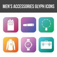 conjunto de iconos de vector de accesorios para hombres