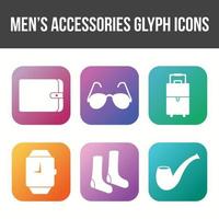 conjunto de iconos de vector de accesorios para hombres