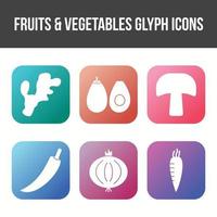 conjunto único de iconos vectoriales de frutas y verduras vector