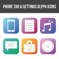 Phone Tab and Settings Vector Icon Set