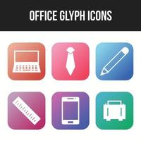 Unique icon set of office glyph vector icons