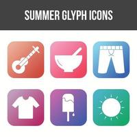 Unique Summer Glyph Vector Icon Set