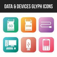 Unique Data and devices vector icon set