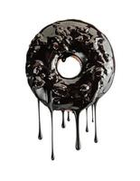 donut con cobertura de chocolate goteando aislado en blanco. elemento de diseño