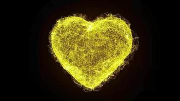 Animación de lazo de forma de corazón de partículas amarillas video