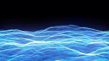 animación de bucle de onda de partículas azules video