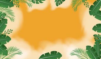 background for promotion with leaves around it and blank center vector