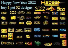 Big Collection of 2022 Happy New Year logo text design vector