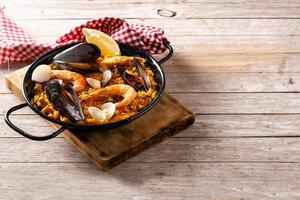 Traditional spanish seafood paella photo