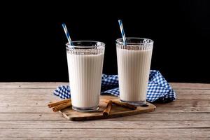 Fresh horchata with cinnamon in glass photo